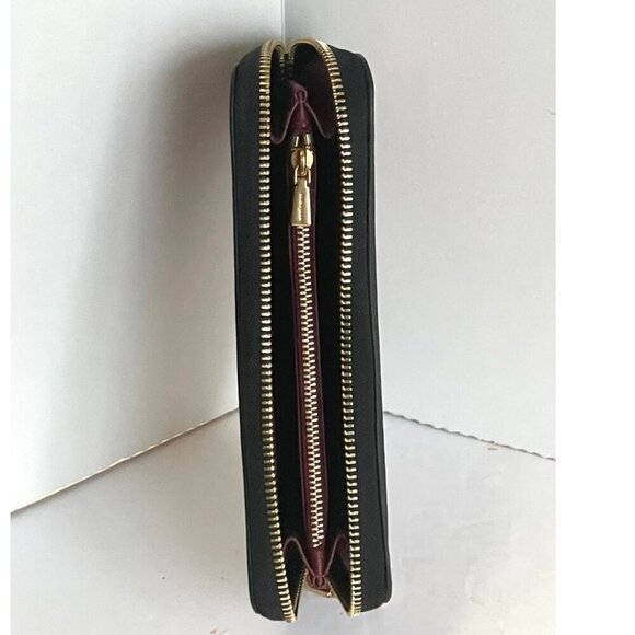 Kate Spade Morgan Large Floral Wallet Womens Black Pink Roses Continental Zip - Picture 4 of 9